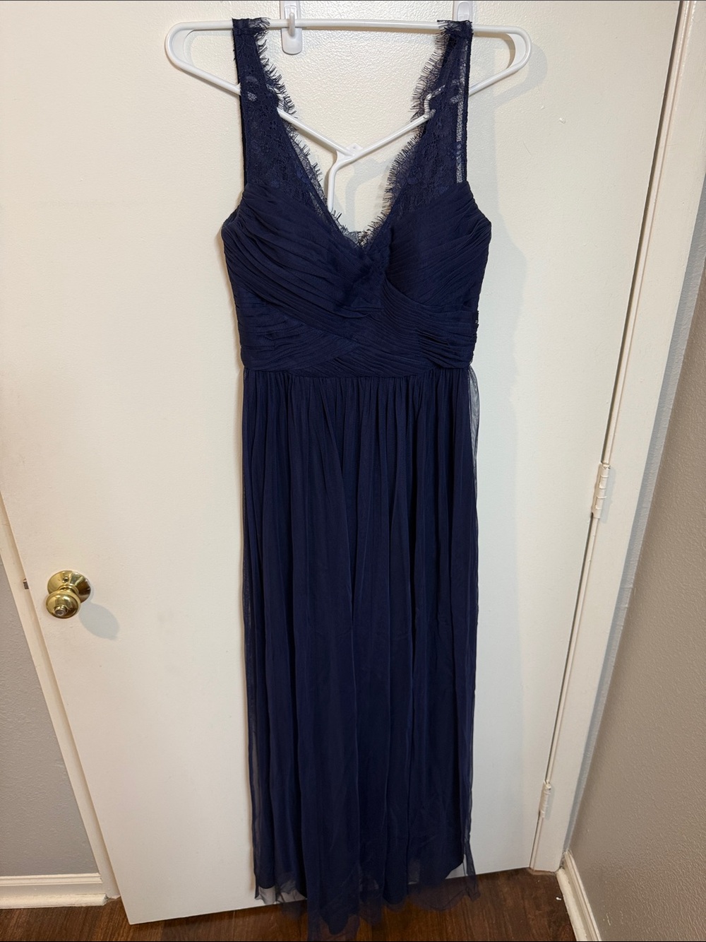 Navy blue Lace-Trim V-neck formal dress